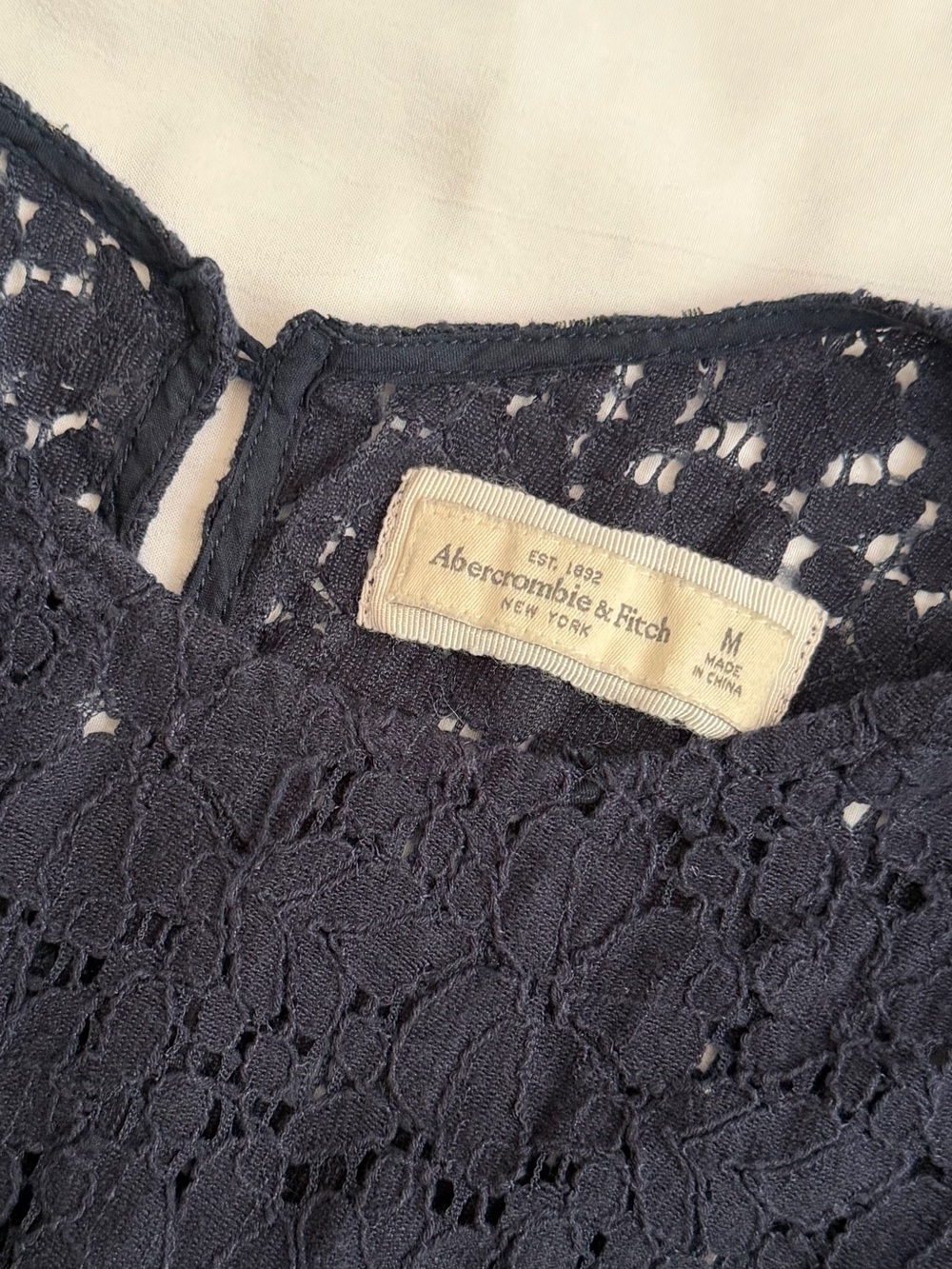 Abercrombie & Fitch Navy Lace Trim Dress with Ruffled Cap Sleeves - Picture 5 of 7